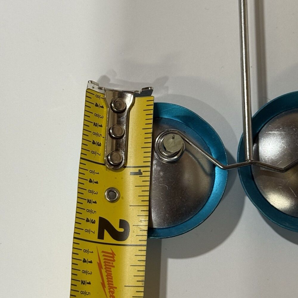 Vintage Large Blue Disc Earrings Statement Round Retro Clip On Bold Mod - Picture 5 of 11